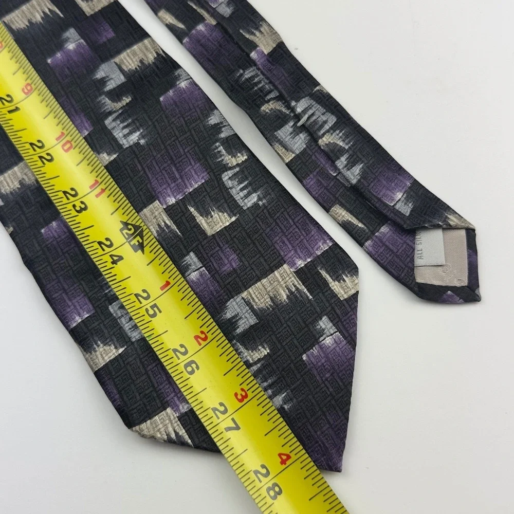 Pierre Cardin Mens Silk Tie Purple‎ Grey Abstract Geometric Made in USA